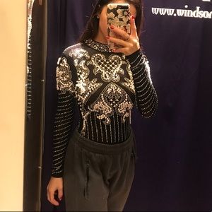 sheer jeweled bodysuit